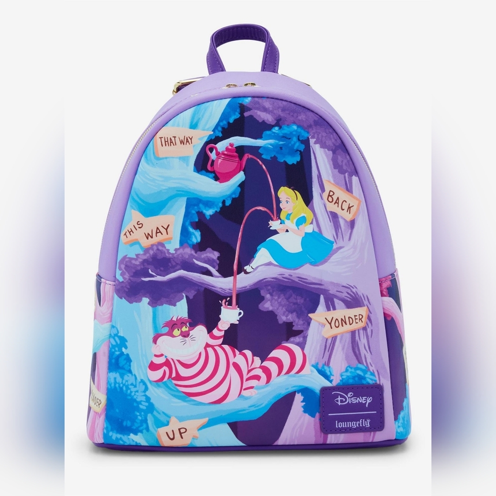 NWT Loungefly Disney Alice In Wonderland Alice & Cheshire Cat Mini Backpack